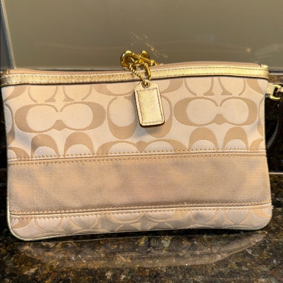 Coach Signature Beige Wristlet Clutch - Picture 7 of 9